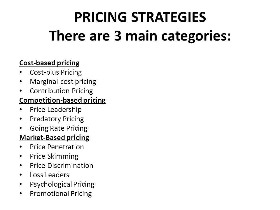 Marketing Mix – Price (Pricing Strategy)